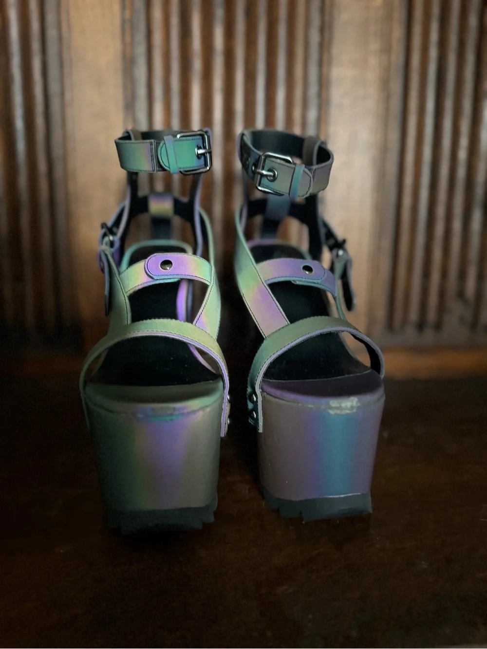 YRU Dolls Kill *DISCONTINUED* Nightcall Platform Strappy Heels Size 7